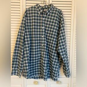 L.L.Bean Shirt Mens 2XL Green Plaid Traditional Fit Flannel Button Down Checked